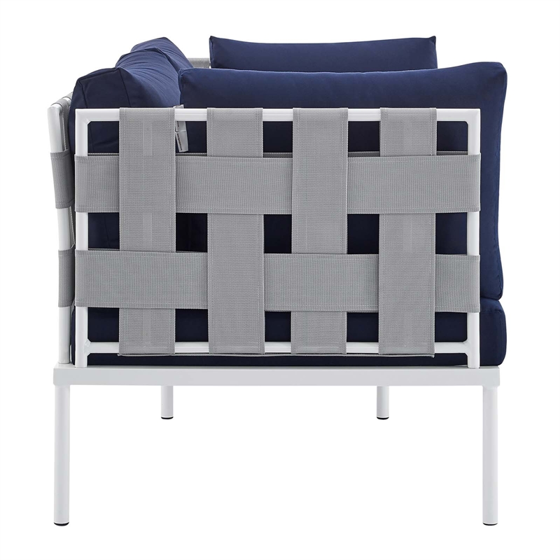 Modway Harmony 4-Piece Aluminum & Fabric Patio Seating Set in Navy/Gray