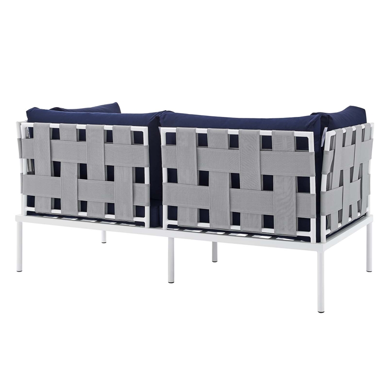 Modway Harmony 4-Piece Aluminum & Fabric Patio Seating Set in Navy/Gray