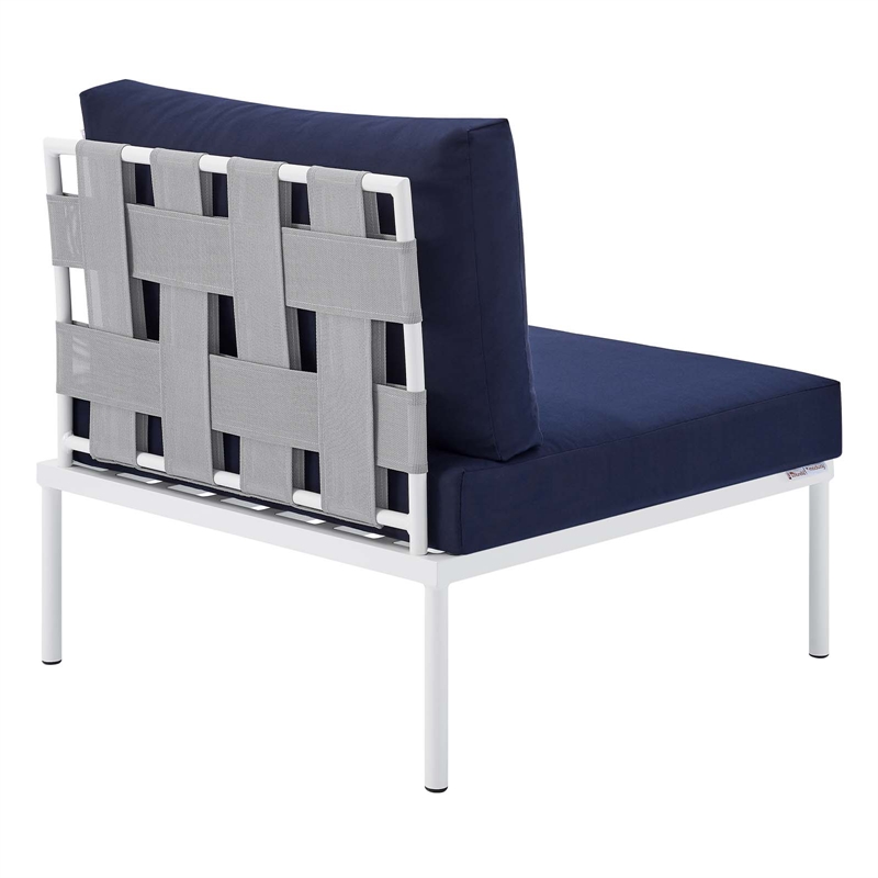 Modway Harmony 4-Piece Aluminum & Fabric Patio Seating Set in Navy/Gray