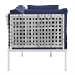 Modway Harmony 5-Piece Fabric Basket Weave Patio Seating Set in Taupe/Navy