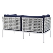 Modway Harmony 5-Piece Fabric Basket Weave Patio Seating Set in Taupe/Navy