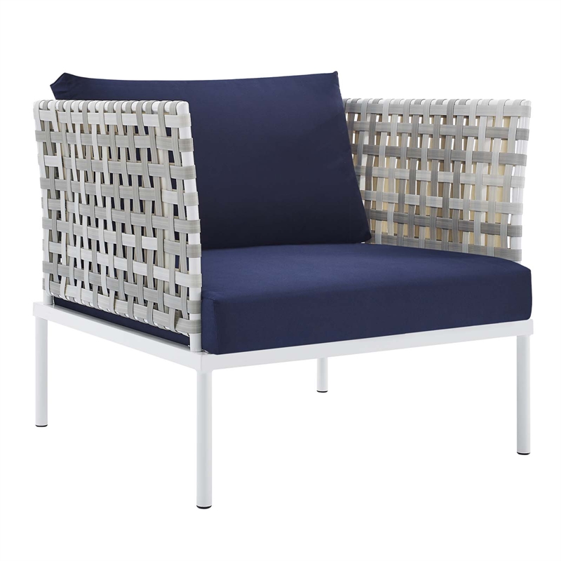 Modway Harmony 5-Piece Fabric Basket Weave Patio Seating Set in Taupe/Navy