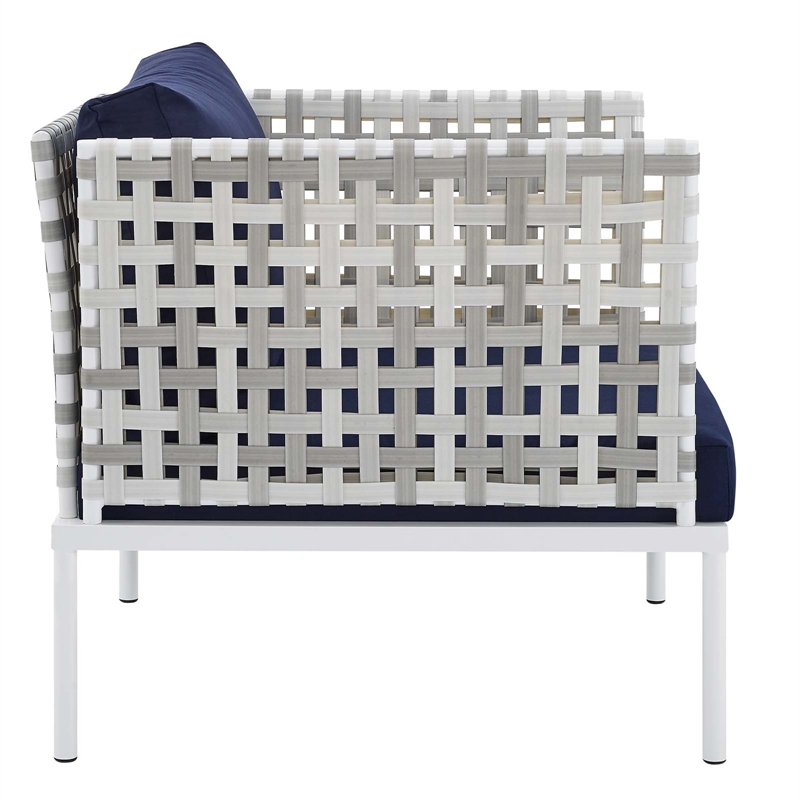 Modway Harmony 5-Piece Fabric Basket Weave Patio Seating Set in Taupe/Navy