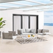 Modway Harmony 5-Piece Fabric Basket Weave Patio Seating Set in Tan/Gray