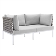 Modway Harmony 5-Piece Fabric Basket Weave Patio Seating Set in Tan/Gray