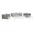 Modway Harmony 5-Piece Fabric Basket Weave Patio Seating Set in Tan/Gray