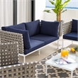 Modway Harmony 5-Piece Fabric Basket Weave Patio Seating Set in Tan/Navy