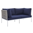 Modway Harmony 5-Piece Fabric Basket Weave Patio Seating Set in Tan/Navy