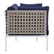 Modway Harmony 5-Piece Fabric Basket Weave Patio Seating Set in Tan/Navy