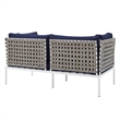 Modway Harmony 5-Piece Fabric Basket Weave Patio Seating Set in Tan/Navy