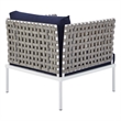 Modway Harmony 5-Piece Fabric Basket Weave Patio Seating Set in Tan/Navy