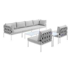 modway harmony 8-piece fabric patio sectional sofa set in gray