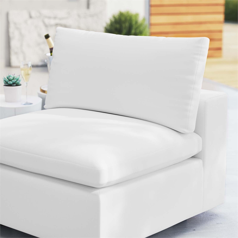 Modway Commix Modern Fabric Outdoor Patio Armless Chair in White