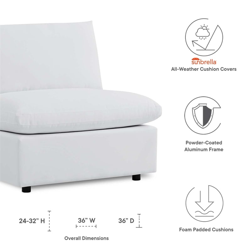 Modway Commix Modern Fabric Outdoor Patio Armless Chair in White