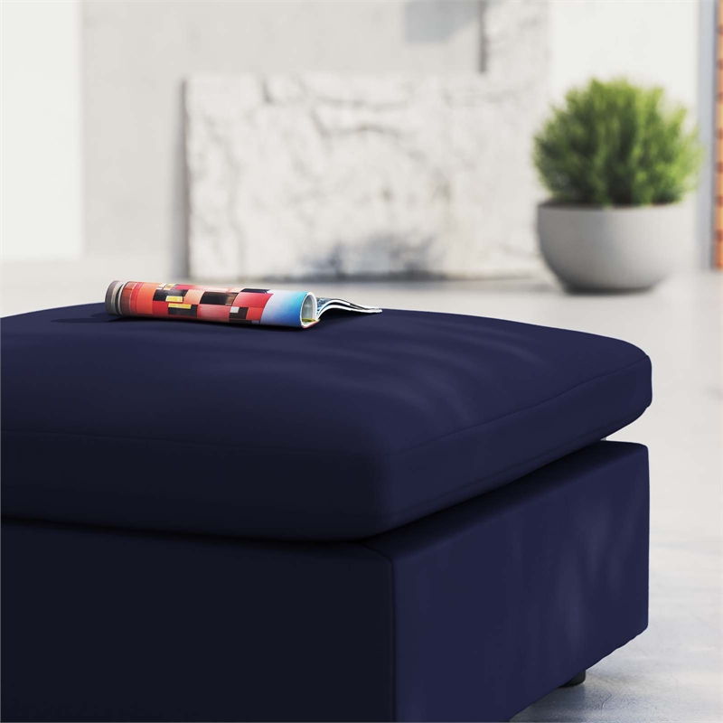 Modway Commix Modern Fabric Outdoor Patio Ottoman in Navy Finish
