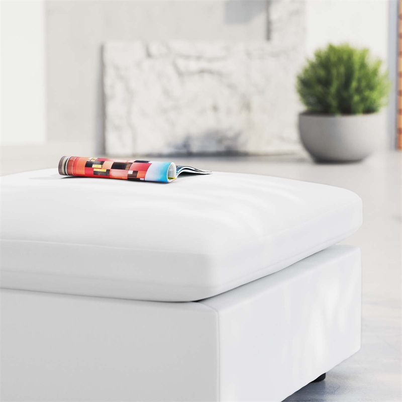 Modway Commix Modern Fabric Outdoor Patio Ottoman in White Finish