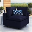 Modway Commix Modern Fabric Outdoor Patio Corner Chair in Navy