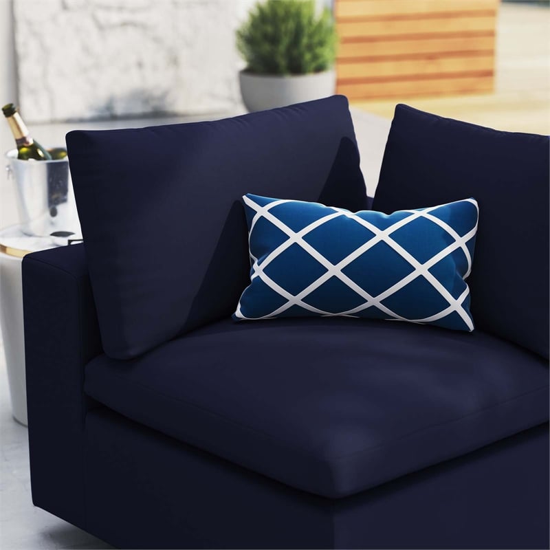 Modway Commix Modern Fabric Outdoor Patio Corner Chair in Navy