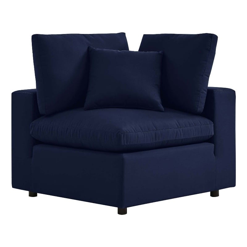 Modway Commix Modern Fabric Outdoor Patio Corner Chair in Navy