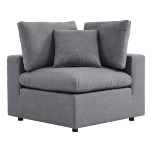 Modway Commix Modern Fabric Outdoor Patio Corner Chair in Gray