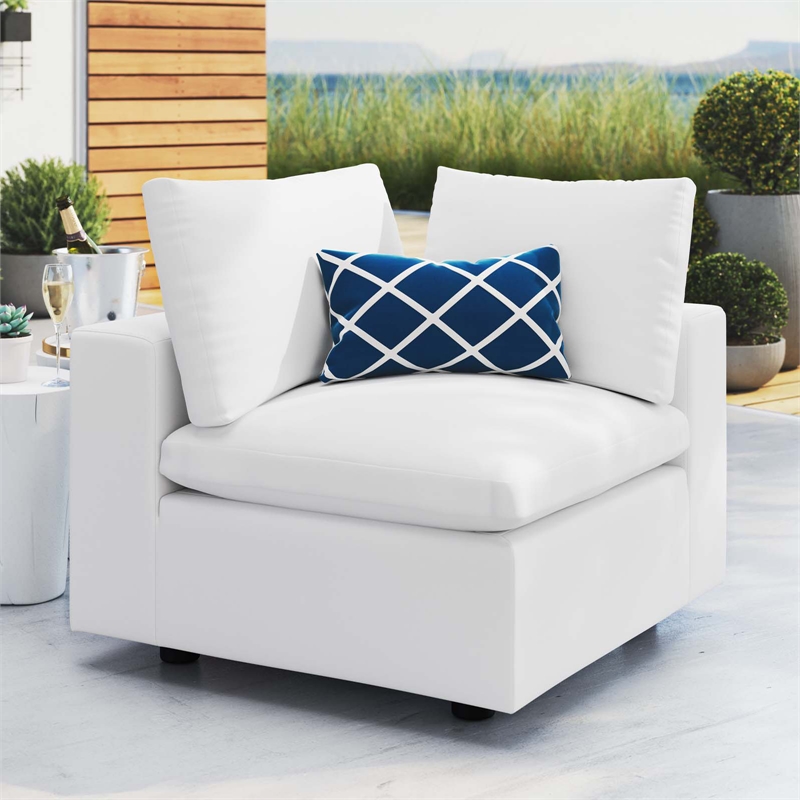 Modway Commix Modern Fabric Outdoor Patio Corner Chair in White