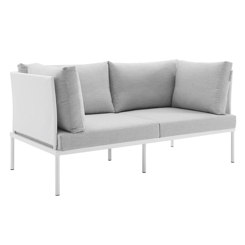 Modway Harmony 5-Piece Fabric & Aluminum Patio Furniture Set in White/Gray