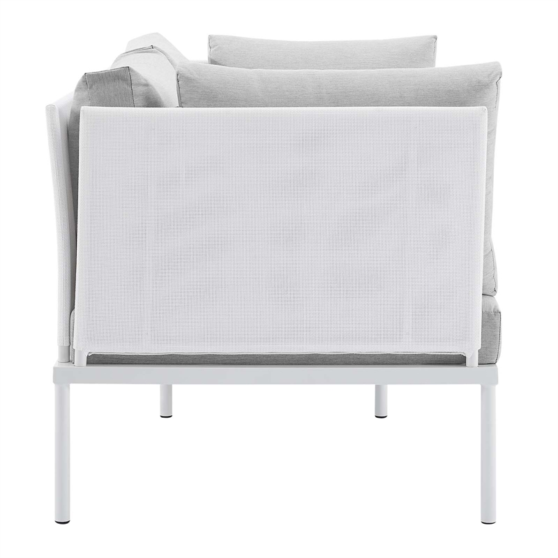Modway Harmony 5-Piece Fabric & Aluminum Patio Furniture Set in White/Gray