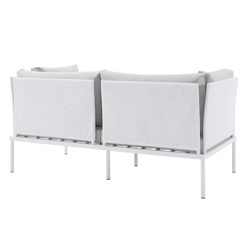 Modway Harmony 5-Piece Fabric & Aluminum Patio Furniture Set in White/Gray