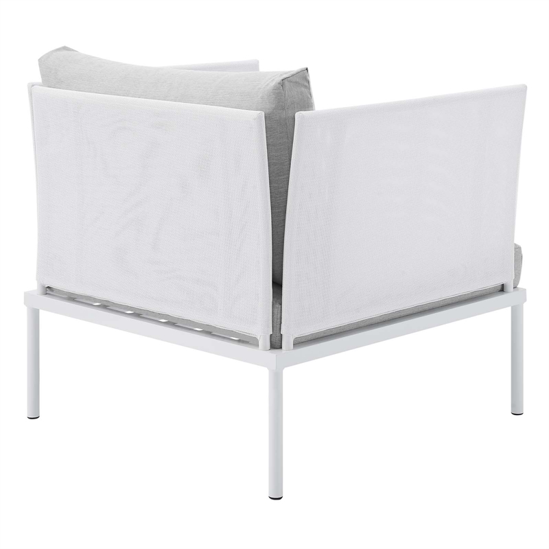 Modway Harmony 5-Piece Fabric & Aluminum Patio Furniture Set in White/Gray