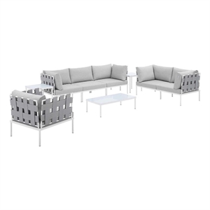 modway harmony 8-piece contemporary fabric patio seating set in gray