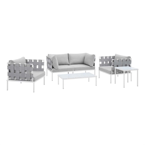 modway harmony 5-piece aluminum fabric patio furniture set in gray