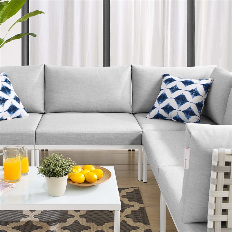 Modway Harmony 6-Piece Fabric Basket Weave Patio Sofa Set in Taupe/Gray