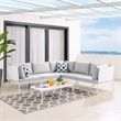Modway Harmony 6-Piece Fabric Patio Sectional Sofa Set in White/Gray