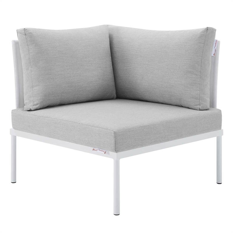 Modway Harmony 6-Piece Fabric Patio Sectional Sofa Set in White/Gray