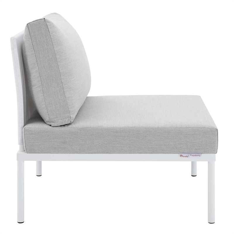 Modway Harmony 6-Piece Fabric Patio Sectional Sofa Set in White/Gray