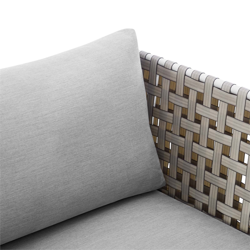 Modway Harmony Fabric & Aluminum Basket Weave Patio Armchair in Tan/Gray