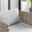 Modway Harmony Fabric & Aluminum Basket Weave Patio Armchair in Tan/Gray