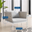 Modway Harmony Fabric & Aluminum Basket Weave Patio Armchair in Tan/Gray