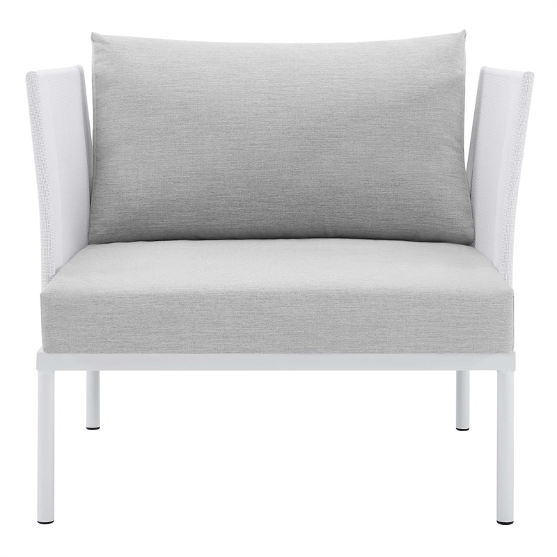 Modway Harmony Modern Fabric & Aluminum Patio Armchair in White/Gray