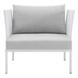 Modway Harmony Modern Fabric & Aluminum Patio Armchair in White/Gray