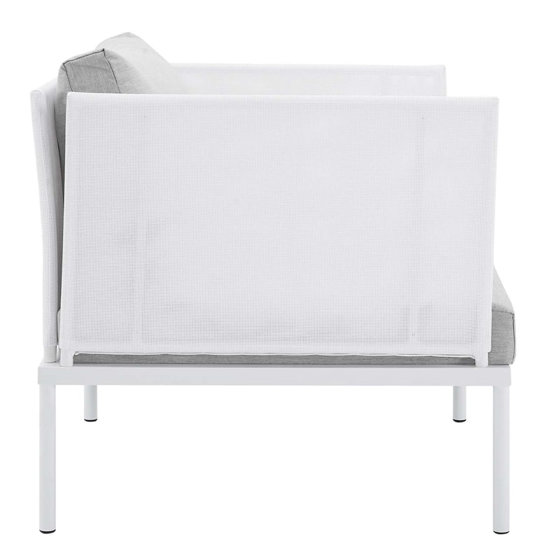 Modway Harmony Modern Fabric & Aluminum Patio Armchair in White/Gray