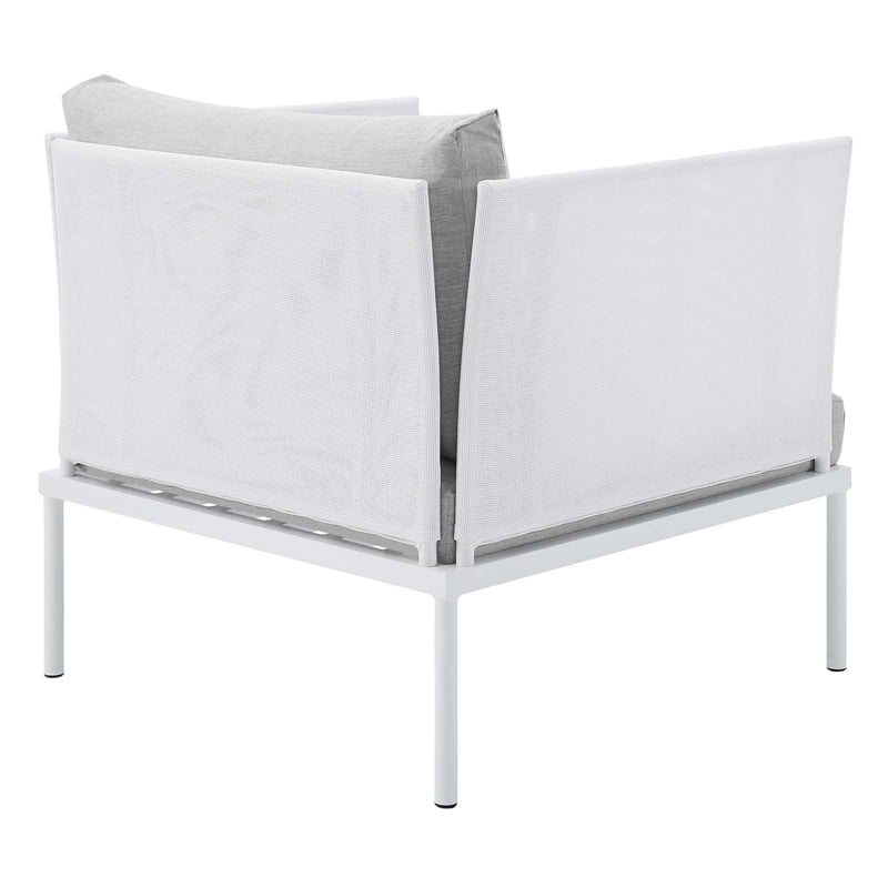 Modway Harmony Modern Fabric & Aluminum Patio Armchair in White/Gray