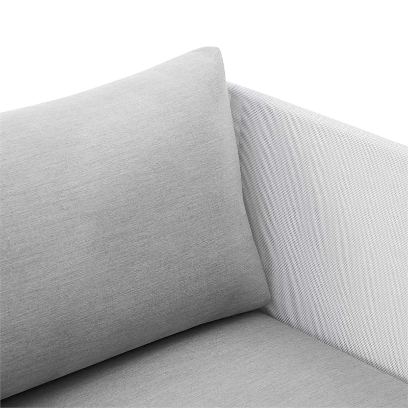 Modway Harmony Modern Fabric & Aluminum Patio Armchair in White/Gray