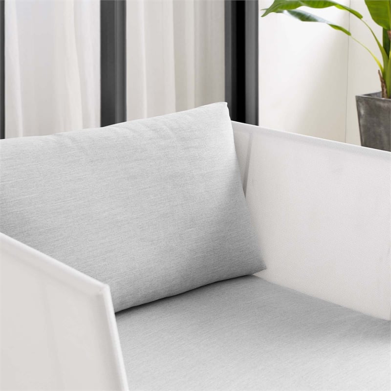 Modway Harmony Modern Fabric & Aluminum Patio Armchair in White/Gray