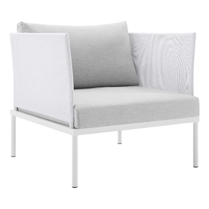 modway harmony contemporary fabric patio armchair in white/gray