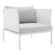 Modway Harmony Modern Fabric & Aluminum Patio Armchair in White/Gray