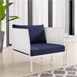 Modway Harmony Modern Fabric & Aluminum Patio Armchair in White/Navy