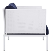 Modway Harmony Modern Fabric & Aluminum Patio Armchair in White/Navy
