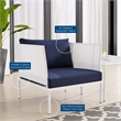Modway Harmony Modern Fabric & Aluminum Patio Armchair in White/Navy