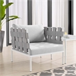 Modway Harmony Modern Fabric & Aluminum Patio Armchair in Gray Finish